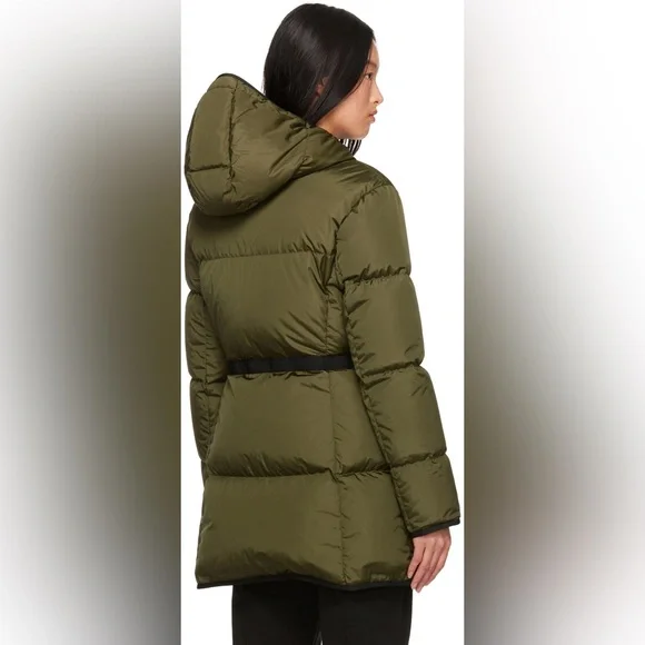 Moncler Green Sirli Hooded Zip Up Short Down Puffer Coat Jacket Size 3 Large - Picture 2 of 15